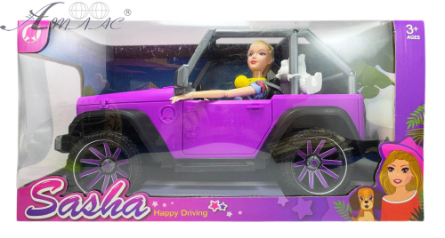 Лялька в машині Джип кабріолет 34см із собачкою  51860