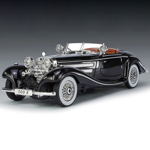 Машинка Автоэксперт Mersedes-Benz 500K Special Roadster 1936 черная 21см двери свет звук  1725-14
