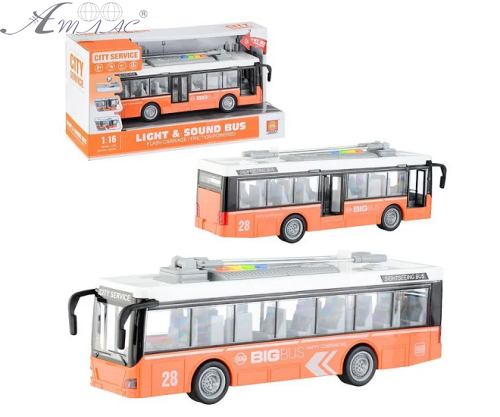 Іграшка Машинка City Service Тролейбус зі світлом, двері відкриваються, 28 см 911В фото 2 Іграшка Машинка City Service Тролейбус зі світлом, двері відкриваються, 28 см 911В фото 2