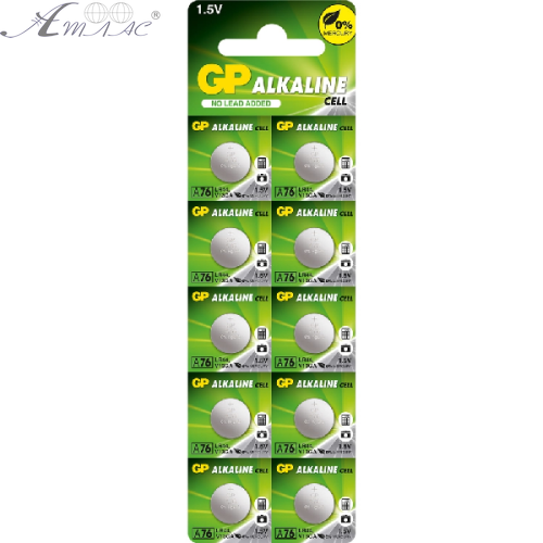 Батарейка GP A76 13 LR44 Alkaline 1.5V  11,6х5,4мм  04678
