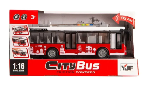 Игрушка Машинка City Bus Троллейбус свет звук двери 28 см  А1119-8 фото 2