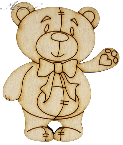 Фігурка фанерна - Ведмедик з бантом 6 см AS-4682