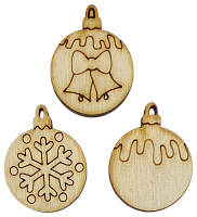Фигурка фанерная - мини Елочные шары, набор 3 шт 3.8 см AS-4775, В-0200