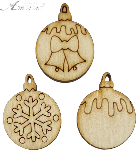 Фігурка фанерна - міні Кулі на ялинку, набір 3 шт 3.8 см AS-4775, В-0200