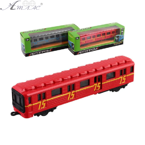 Модель Автопром Вагон Метро 17см Червоний інерційний метал 17434 Модель Автопром Вагон Метро 17см Червоний інерційний метал 17434