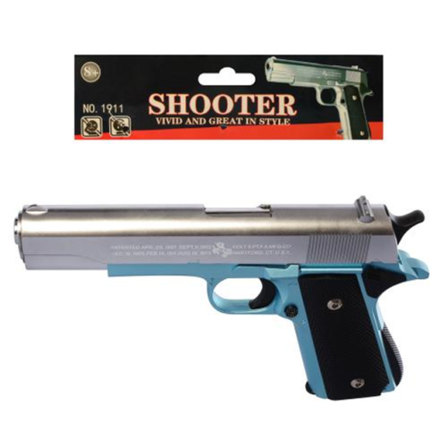 Игрушка Пистолет металл  стреляет шариками 21см  1911А фото 2