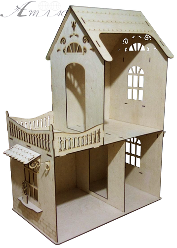 Домик № 1 ( 2 этажа, 3 комнаты, терраса ) - Некрашеная фанера - 74 х 41 х 87 см AS-4272, BF-001 фото 2 Домик № 1 ( 2 этажа, 3 комнаты, терраса ) - Некрашеная фанера - 74 х 41 х 87 см AS-4272, BF-001 фото 2