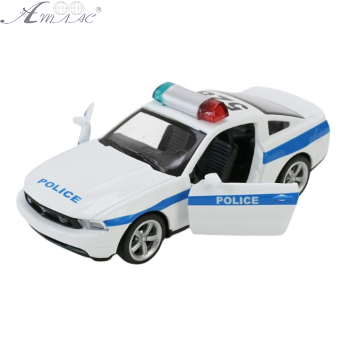 Модель Автопром Ford Mustang GT Police Біла металева інерційна 11см  4372 фото 2