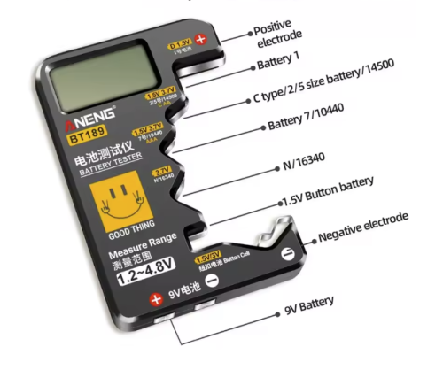 Тестер батареек универсальный с экраном 9х6см   16414 фото 2