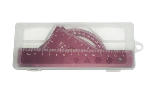 Набор Металл Линейка 15 см + 2 треугольника + транспортир, в пенале  11138 фото 2