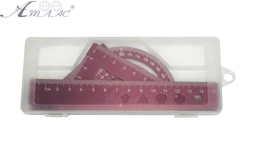 Набір Метал Лінійка 15 см + 2 трикутники + транспортир, в пеналі  11138 фото 2