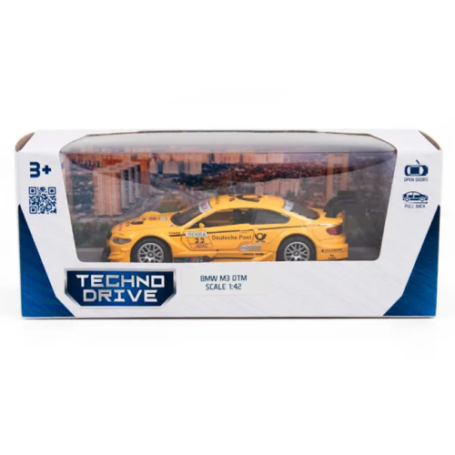 Машинка Techno Drive BMW M3 DTM желтая  250257 фото 3