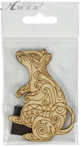 Фігурка фанерна - Мишеня № 10 вінтажне 75 х 80 мм з магнітом AS-4834, В-0392 фото 2