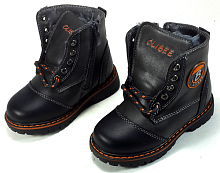 Ботинки Clibee теплые, cеро-черные на шнурках и змейке р.21-26 H-36