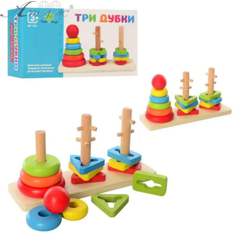 Игрушка Деревянная Пирамидка развивающая Три Дубка  MD1321 В фото 2