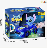 Игрушка Машинка Стич с дымом, светом и звуком 16см в коробке  6608-27В
