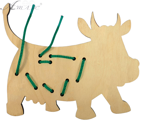 Іграшка розвиваюча Шнурівка Корова 19,5 х 16,5 см, з кольоровим шнурком 0,7 м AS-7134 фото 2 Іграшка розвиваюча Шнурівка Корова 19,5 х 16,5 см, з кольоровим шнурком 0,7 м AS-7134 фото 2