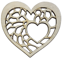 Фігурка фанерна - Серце с отворами 7 х 6,5 см AS-4731, В-0337