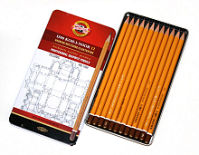 Карандаши графитовые набор Koh-i-Noor 12 шт в металлической коробке  НB - 10H  1502 I