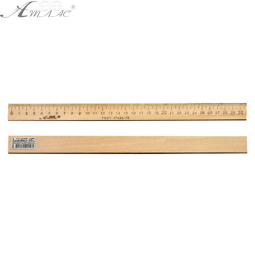 Линейка Деревянная 30 см напечатанная со штрих-кодом AS-0654, К-4052