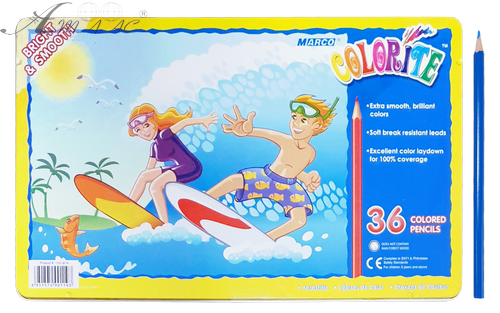 Олівці кольорові Marco Colorite 36 кольорів шестигранні в металевому пеналі 1100-36TN