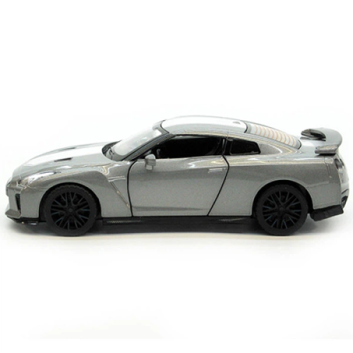 Машинка Автопром Nissan GT-R R35 Серая металл свет звук 13см  68469 фото 2