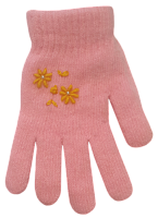 Рукавички для дівчинки MG р.18 см. однотоні з вишитими квітами 13356