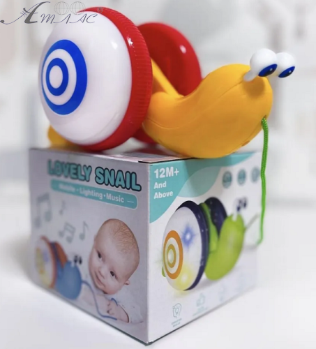 Игрушка Каталка Улитка на веревочке 19 см в коробке  07785  фото 2