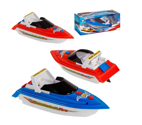 Игрушка Катер 22см на батарейках синий, красный  3809B