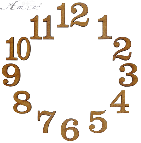 Цифры для часов арабские 12 шт высотой 3 см из МДФ AS-6512