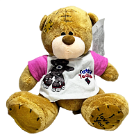 Игрушка Мягкая Мишка коричневый в футболке 20 см М12599