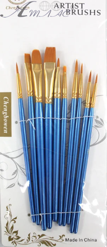 Набор кистей синтетических 10 шт Artist Brushs плоские и круглые 21201-10 Набор кистей синтетических 10 шт Artist Brushs плоские и круглые 21201-10