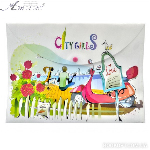 Папка на кнопці А4 LEO City Girls 490718, L6002 