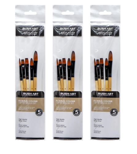 Набор кистей синтетических  5 шт № 6-3шт, 8, 10  AS550-4