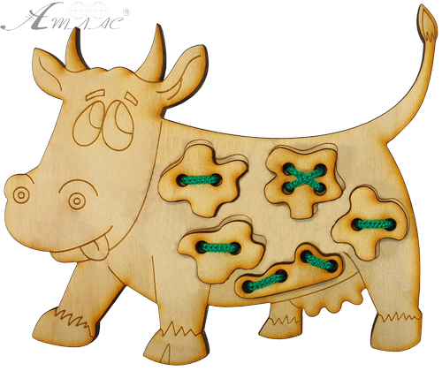 Игрушка развивающая Шнуровка Корова 19,5 х 16,5 см, с цветным шнурком 0,7 м AS-7134 Игрушка развивающая Шнуровка Корова 19,5 х 16,5 см, с цветным шнурком 0,7 м AS-7134