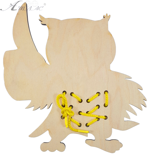 Іграшка розвиваюча Шнурівка Сова 18 х 19 см, з кольоровим шнурком 1 м AS-7132 фото 2