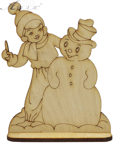 Фигурка фанерная - Снеговик с девочкой на подставке 12 х 10 см AS-4744, В-0233 Фигурка фанерная - Снеговик с девочкой на подставке 12 х 10 см AS-4744, В-0233