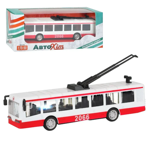Модель АвтоХит Троллейбус Красный металл инерционный  М5661 