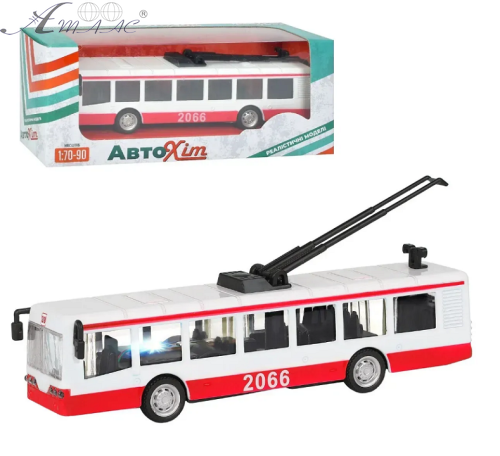 Модель АвтоХіт Тролейбус Червоний метал інерційний  М5661 