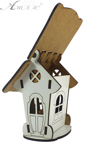 Будинок № 18 скринька з відкидним дахом, з МДФ 8 х 8 х 12 см AS-6254, М-2091 фото 2