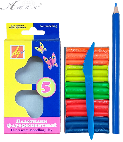 Пластилін Луч флуоресцентний 5 кольорів 12С 764-08 фото 2