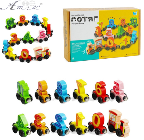 Игрушка Деревянная Паровозик Математический на магнитах С61400