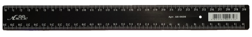 Линейка 30 см Черная пластик в упаковке AS-0608