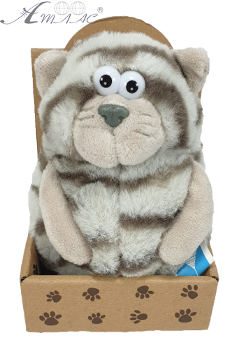 Іграшка м'яка Кіт смугастий сірий 11 см. С6303 Іграшка м'яка Кіт смугастий сірий 11 см. С6303