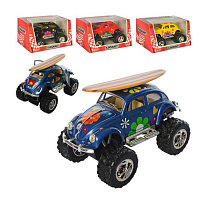 Машинка Kinsmart WV Beetle монстр-трак розмальований з дошкою для серфу  KT5057WFBS1