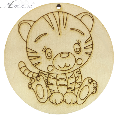 Фігурка фанерна - Тигр №  2 сидить у кульці 70 х 70 мм AS-4537