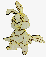 Фигурка фанерная - Кролик № 15 с морковкойт 7,5*6,5см  AS-4589