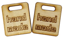 Фігурка фанерна - Бірка HAND MADE квадратна 2 шт 3.9 см AS-4610, В-0124