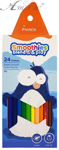 Олівці кольорові Marco Smoothies 24 кольорів м'які трикутні 2150ST-24СВ