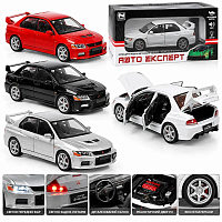 Машинка Автоэксперт Mitsubishi Lanser Evolution IX Белая 20см двери свет звук  6990-54